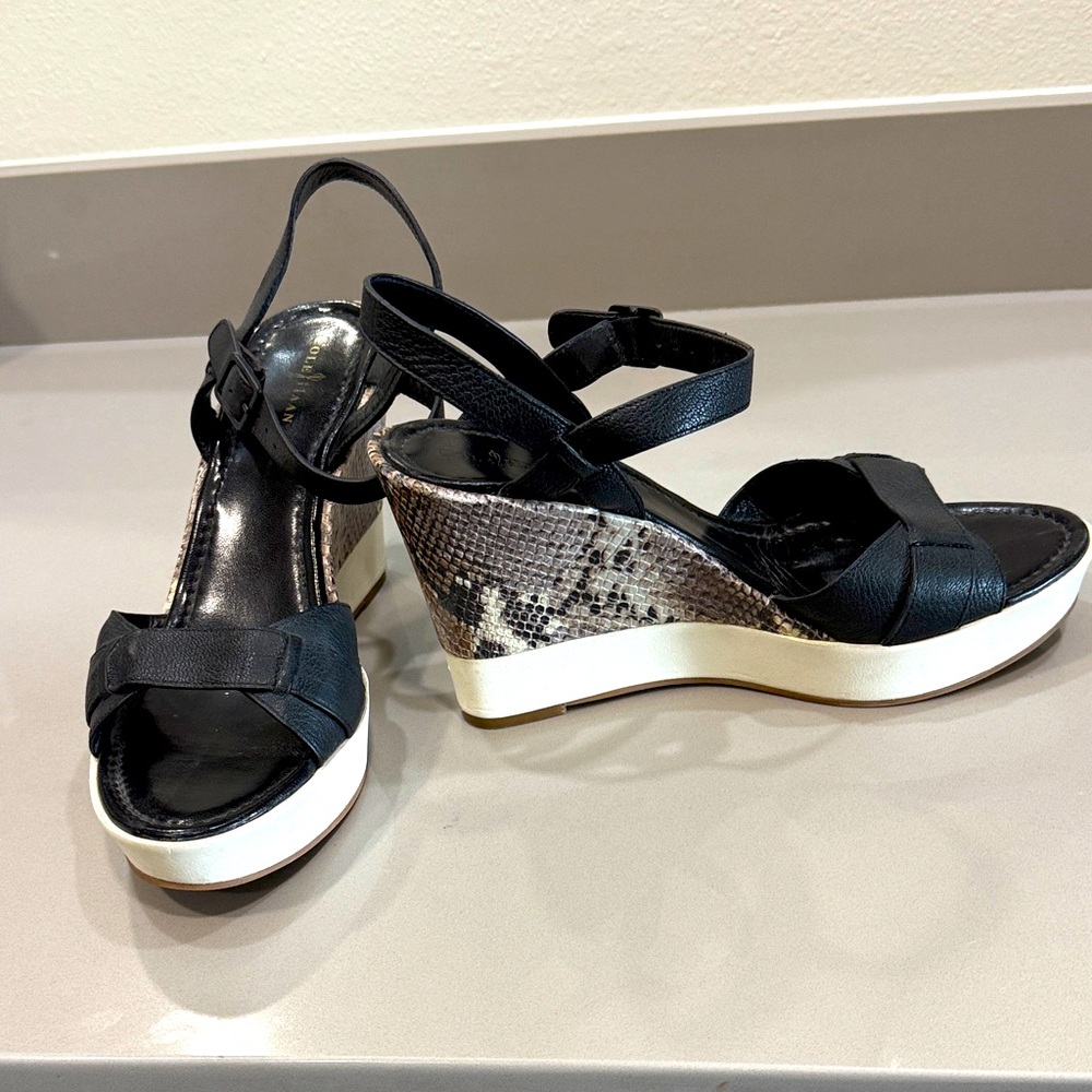 Cole Haan Black and Snakeskin Wedges